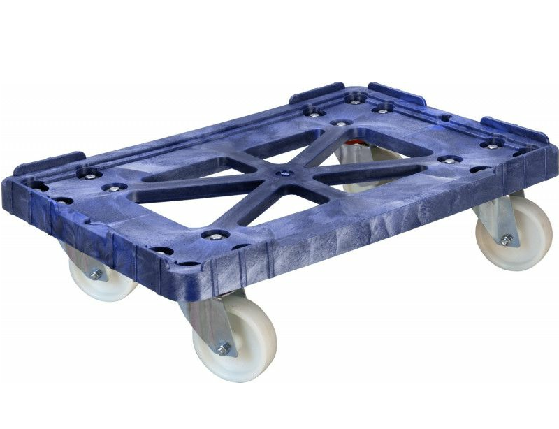 Тележка для пищевого пластикового ящика — T-508-1 с, синий, п/э 600х400 полиамидные колеса