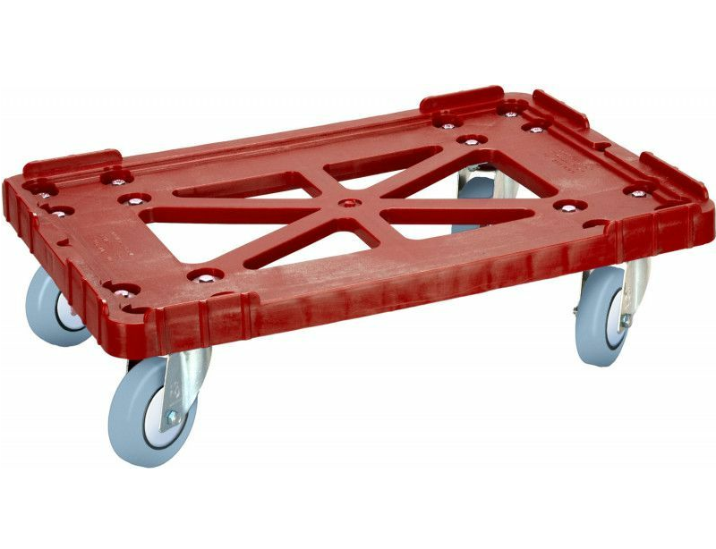 Тележка для пищевого пластикового ящика — T-508-2 к, красный, п/э 600х400 серые резиновые колеса