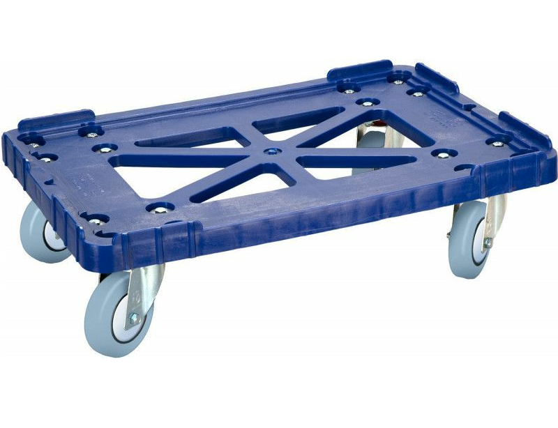 Тележка для пищевого пластикового ящика — T-508-2 с, синий, п/э 600х400 серые резиновые колеса